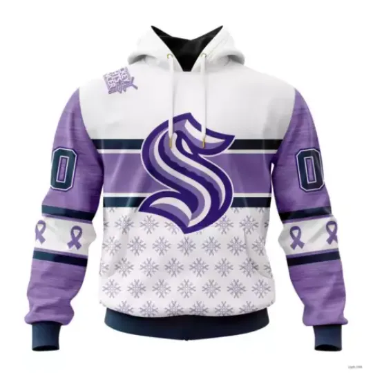 Personalized Seattle Kraken Special Hockey Fight Cancer Design Hoodie Fan Hockey
