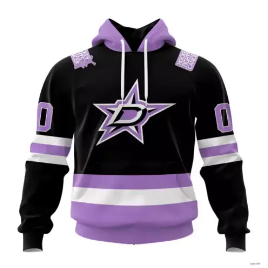 Dallas Stars Personalized Home In Lavender Hockey Fight Cancer Hoodie Unsiex