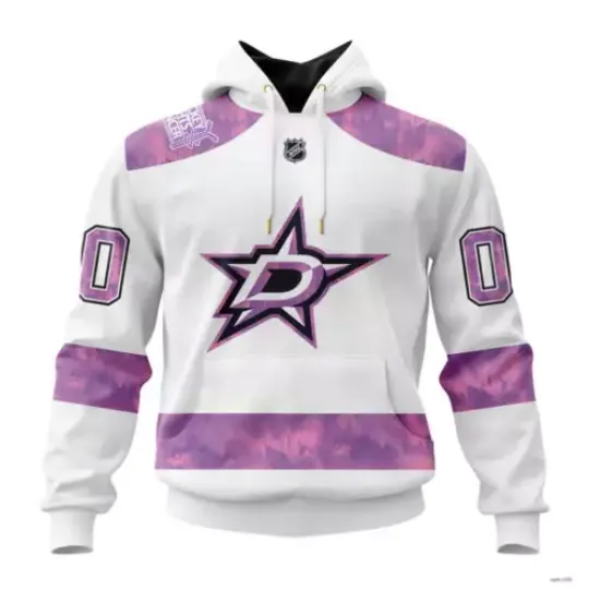 Dallas Stars Personalized Hockey Fight Cancer Design Hoodie Unsiex
