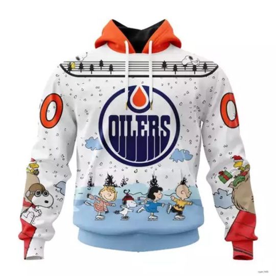 Personalized Edmonton Oilers Special Peanuts Ice Skating Design Hoodie