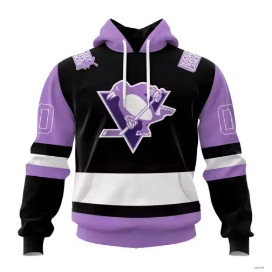 Personalized Pittsburgh Penguins Home In Lavender Hockey Fight Cancer Hoodie