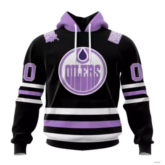Personalized Edmonton Oilers 3D Hoodie Home In Lavender Hockey Fight Cancer