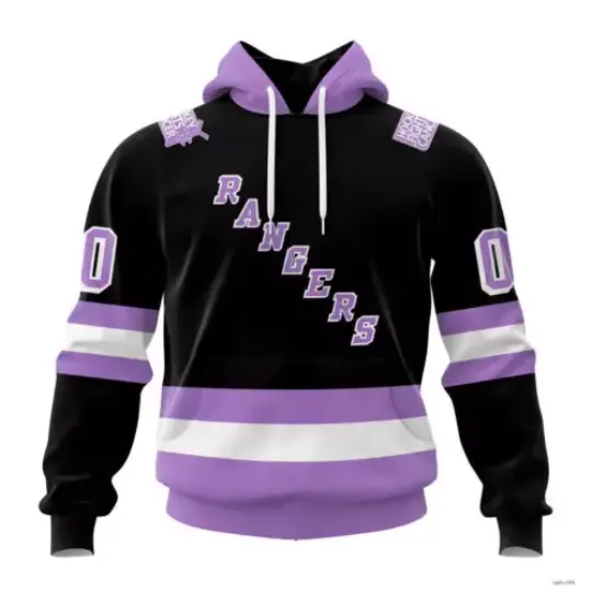 Personalized New York Rangers Home In Lavender Hockey Hoodie FullSize