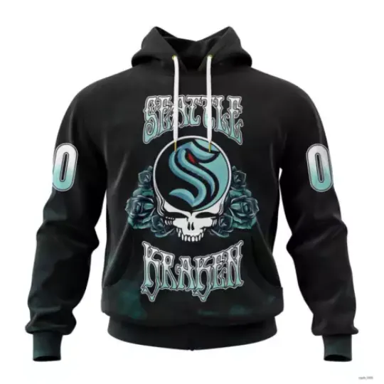 Personalized Seattle Kraken Grateful Dead Design Hoodie Fan Hockey