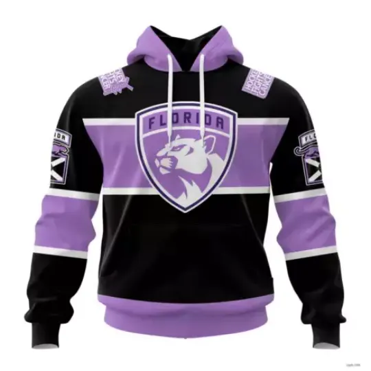 Florida Panthers Personalized Home In Lavender Hockey Fight Cancer Hoodie AOP