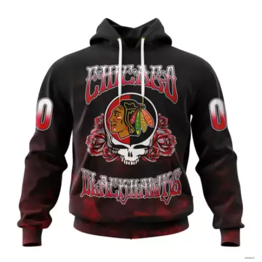 Chicago Blackhawks Personalized Grateful Dead 3D Hoodie