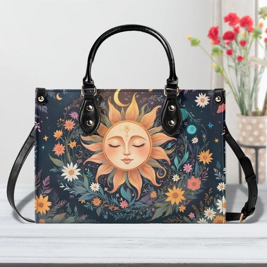 Mystical Sun and Moon Bag Women's Leather Handbag