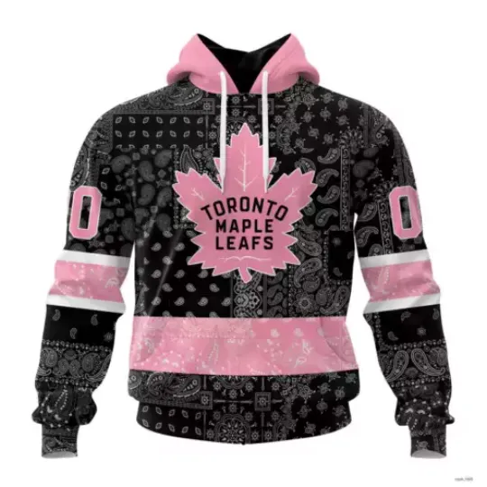 Personalized Toronto Maple Leafs Special Pink Paisley Design Hoodie