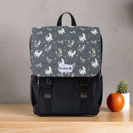 Gray & White Kitties Unisex Casual Shoulder Backpack, Cat Unisex Casual Shoulder Backpack