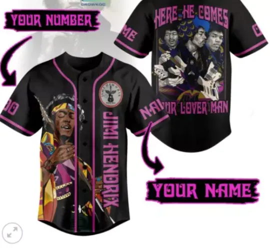 Jimi Hendrix Our Lover Man Personalized baseball jersey