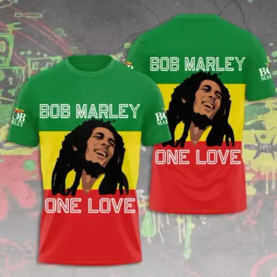Unisex 3D Bob Marley T-Shirt, Bob Marley Singer T-Shirt, Aop Short Sleeve Shirt