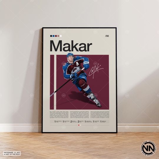 Cale Makar Poster, Colorado Avalanche Poster, NHL Poster, Hockey Poster, Sports Poster