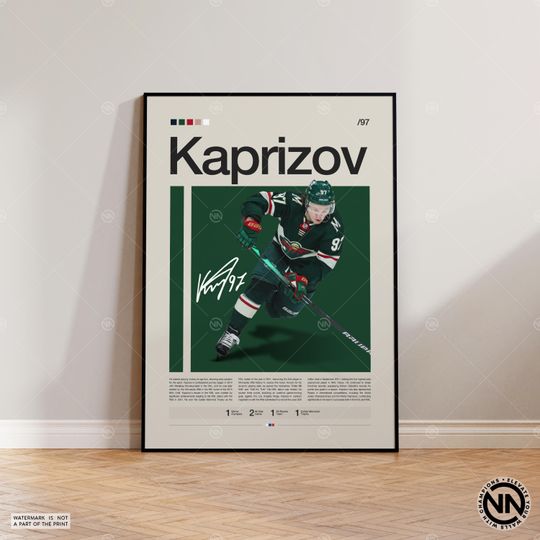 Kirill Kaprizov Poster, Minnesota Wild Poster, NHL Poster, Hockey Poster, Sports Poster