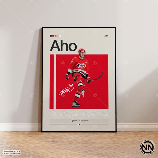 Sebastian Aho Poster, Carolina Hurricanes Poster, NHL Poster, Hockey Poster, Sports Poster