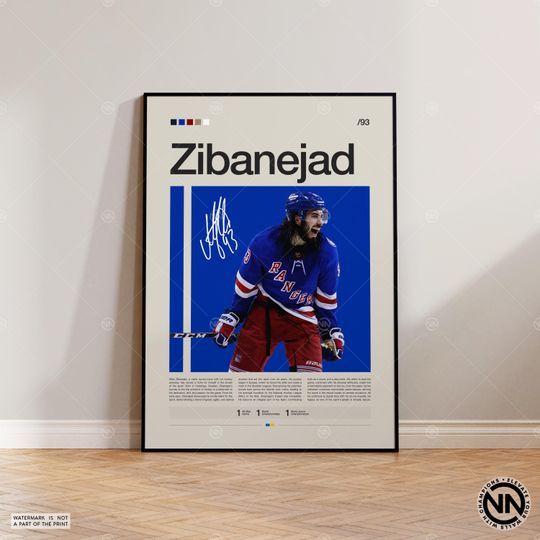 Mika Zibanejad Poster, New York Rangers Poster, NHL Poster, Hockey Poster, Sports Poster
