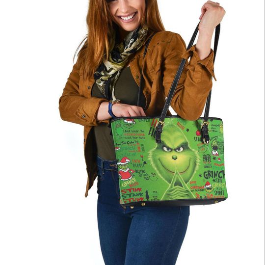 funny character Women Leather Tote Bag, Custom Leather Totes, funny character Lover's Handbag, Woman Handbag, Personalized Bag, Gift For Her, Gift For Mom