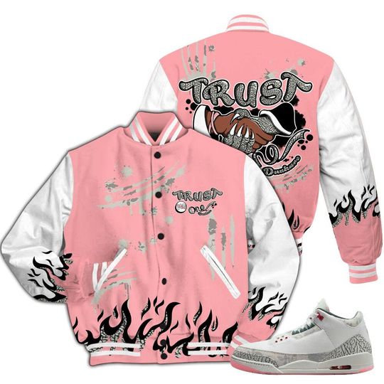 Retro Wings 3s Varsity Jacket, Graphic Trust No One Baseball Jackets