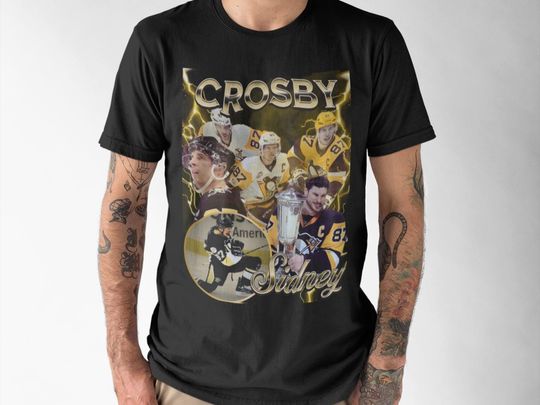 Sidney Crosby Shirt Vintage 90s Pittsburgh Penguins NHL Hockey Design Retro Bootleg Gift Classic Graphic Tee Unisex T-Shirt Limited Edition