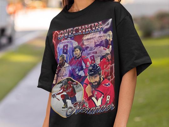 Alex Ovechkin Shirt Vintage 90s Washington Capitals NHL Hockey Design Retro Bootleg Gift Classic Graphic Tee Unisex T-Shirt Limited Edition