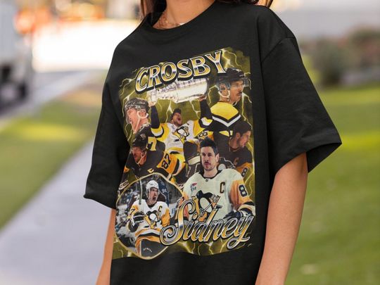 Sidney Crosby Shirt Vintage 90s Pittsburgh Penguins NHL Hockey Design Retro Bootleg Gift Classic Graphic Tee Unisex T-Shirt Limited Edition