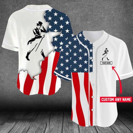 Personalized US Flag Johnnie Walker Baseball Jersey - Johnnie Walker Jersey Shirt For Men Women, Johnnie Walker Baseball Shirt