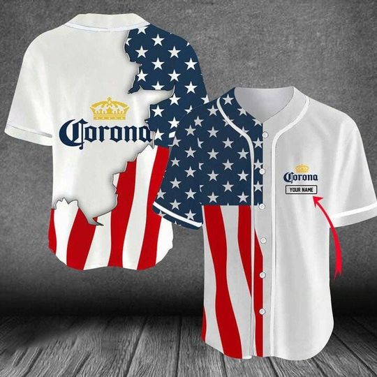 Personalized US Flag Corona Extra Baseball Jersey - Corona Extra Jersey Shirt For Men Women, Corona Extra Baseball Shirt