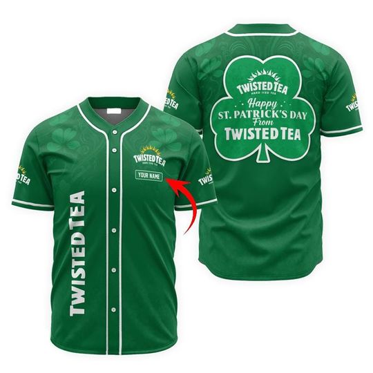 Personalized Saint Patrick's Day Twisted Tea Baseball Jersey - Twisted Tea Jersey Shirt For Men Women, Twisted Tea Baseball Shirt
