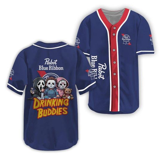 Blue Drinking Buddies Pabst Blue Ribbon Baseball Jersey - Pabst Blue Ribbon Jersey Shirt For Men Women, Pabst Blue Ribbon Baseball Shirt