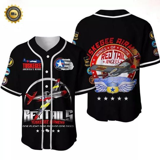 Tuskegee Airmen Red Tails Baseball Jersey - Wings of Pride and Triumph Design