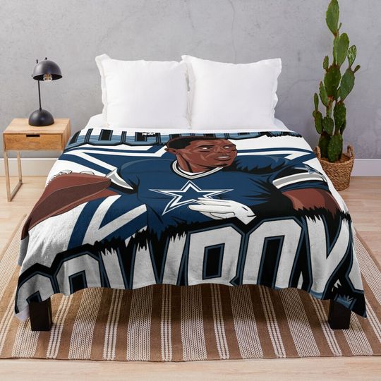 Touchdown Cowboys! Dallas Cowboys Team Cartoon Celebration Throw Blanket