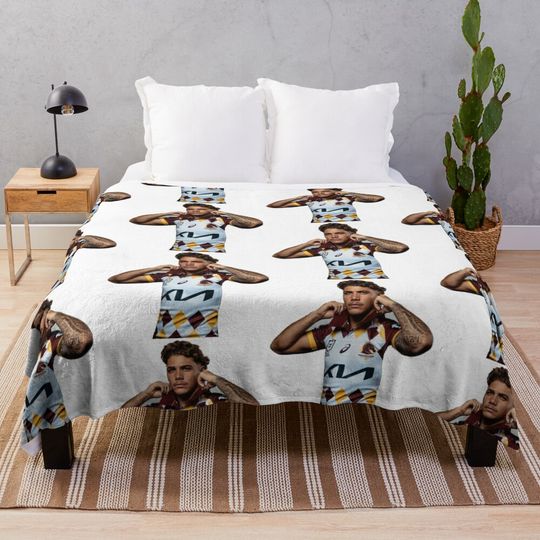 Reece Walsh Broncos hot photo jersey Throw Blanket