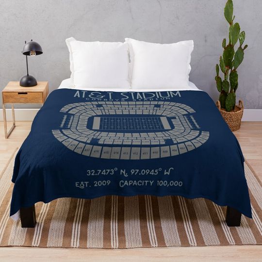 Dallas Cowboys AT&T Stadium Poster Print Throw Blanket