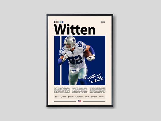 Jason Witten Poster, Dallas Cowboys Poster, Sports poster, football Poster, football Fans, Football Poster, football Wall Art, Sports Bedroom Posters