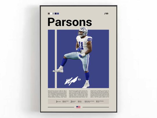 Micah Parsons Poster, Dallas Cowboys Print, football Wall Art, Football Player Poster, Cowboys Fan Gift, Sports Bedroom Decor, Parsons Art