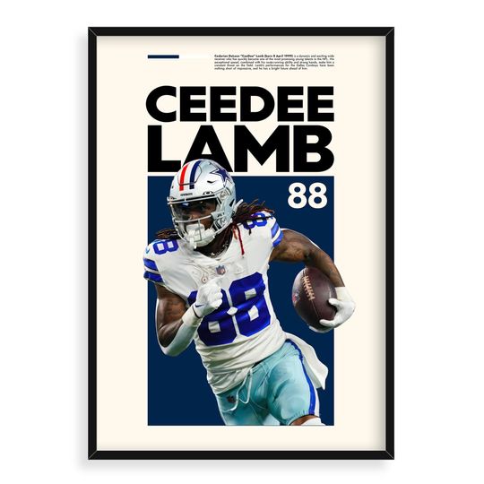 CeeDee Lamb, Dallas Cowboys, Sports Poster, High Resolution, Football Fan Gift Idea, Super Bowl Champions, Sports Art