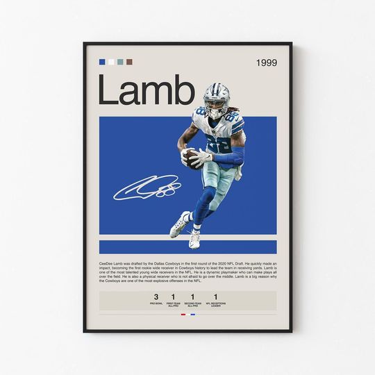 CeeDee Lamb Poster, Dallas Cowboys Print, football Poster, Sports Poster, Football Poster, football Wall Art, Sports Bedroom Posters