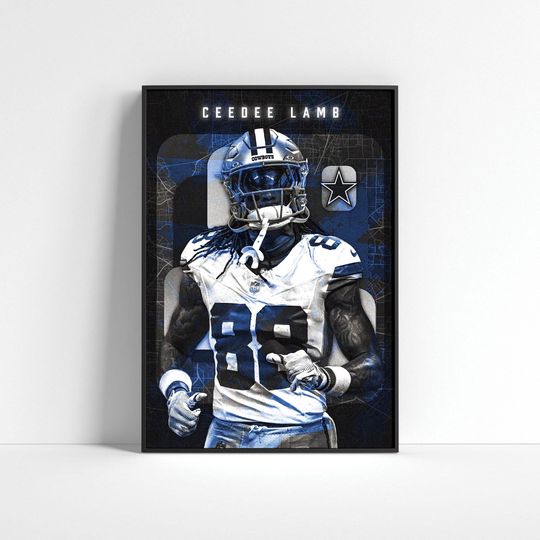 CeeDee Lamb Poster, Dallas Cowboys Poster, Football Prints, Sports Home Decor, Football Wall Art, football Poster, Football Fan Gift, Sports Gift