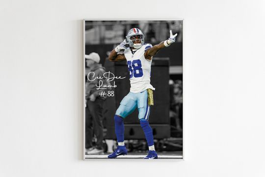 CeeDee Lamb Poster, Dallas Cowboys Poster Print, football Poster, Bedroom Decor, Wall Art, Home Decor, football, Sports Poster, Sports Bedroom Posters