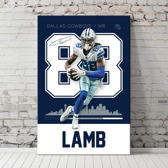 CeeDee Lamb Poster | Dallas Cowboys | Minimalist football Wall Art | Bedroom Game Room Man Cave | Instant Download | 24x36 pdf