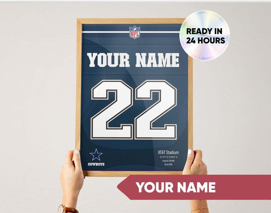 Custom Dallas Cowboys Jersey Poster  Personalized football Wall Art, Digital Print, Gift for Dallas Cowboys Fans