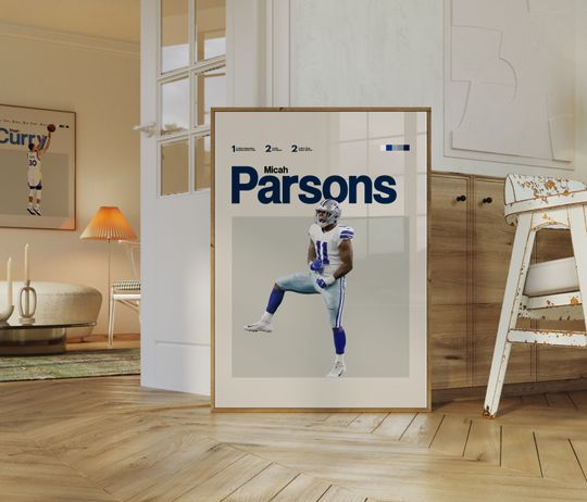 Micah Parsons Poster, Dallas Cowboys football Poster, Minimalist, Helvetica, Mid-Century Modern, Football Bedroom Decor, football Gift