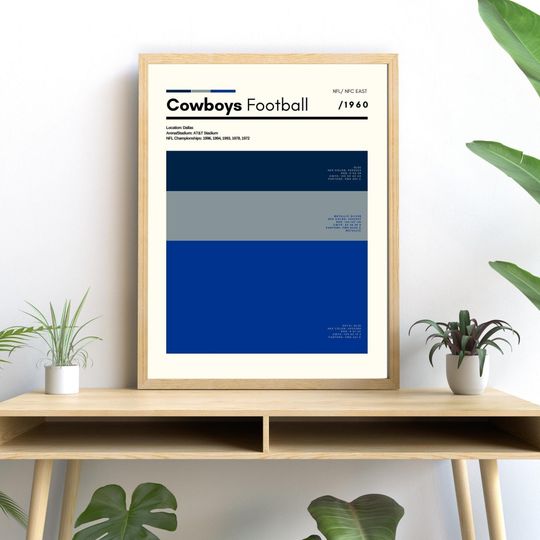 Dallas Football Print, Cowboys Football Poster, Dallas Cowboys Minimalist Print, Sports Art Print, Gift for Him | Valentines day gift
