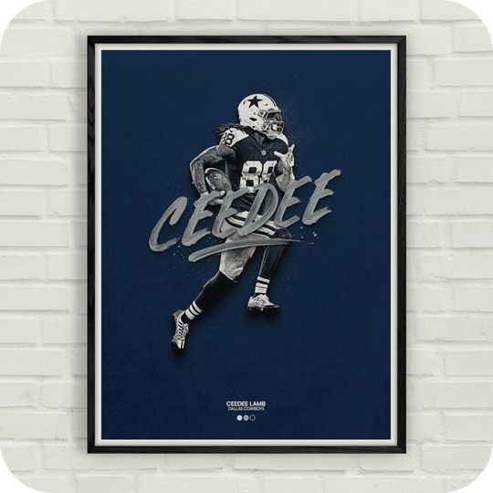 CeeDee Lamb Poster, Digital Download, Dallas Cowboys Poster, football Football Wall Art Canvas Print