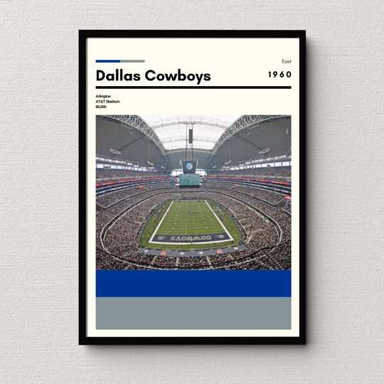 Dallas Cowboys Poster | AT&T Stadium Print | football Stadium Print | football Dorm Print | Man Cave | Football Gift for Him