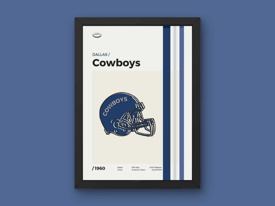 Dallas Cowboys Poster - Minimal Mid Century Modern Wall Print - football Football Collection