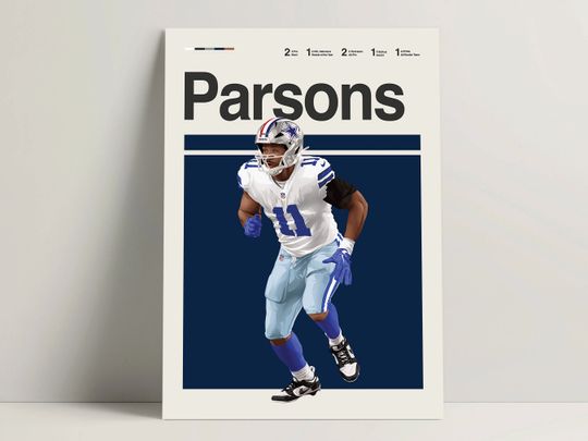 Micah Parsons Poster, Football Poster, American Football Print, Minimalist Football Wall Art for Office or Bedroom, Football Gift Ideas