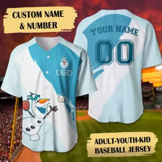Personalized Olaf 3D Baseball Jersey Shirt MOTHER DAY GIFT US SIZE BEST PRICE