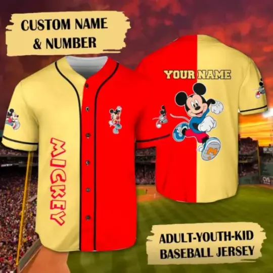 Discover Personalized Mickey Sport Run 3D Baseball Jersey Shirt US Size Best Price