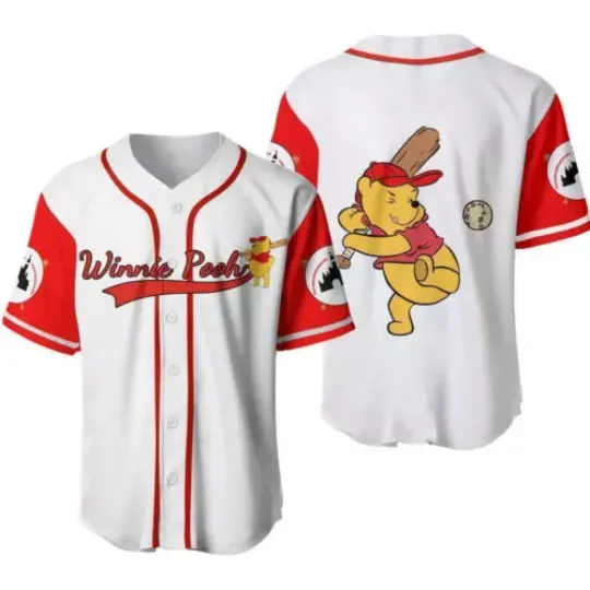 Pooh Bear Playing Baseball On Game Day Winnie The Pooh 3D Baseball Jersey Shirt