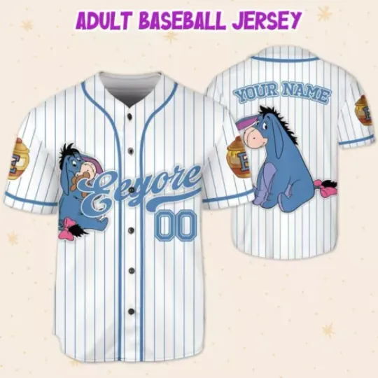 Personalized Winnie The Pooh Eeyore Donkey Father's Day 3D Baseball Jersey Shirt